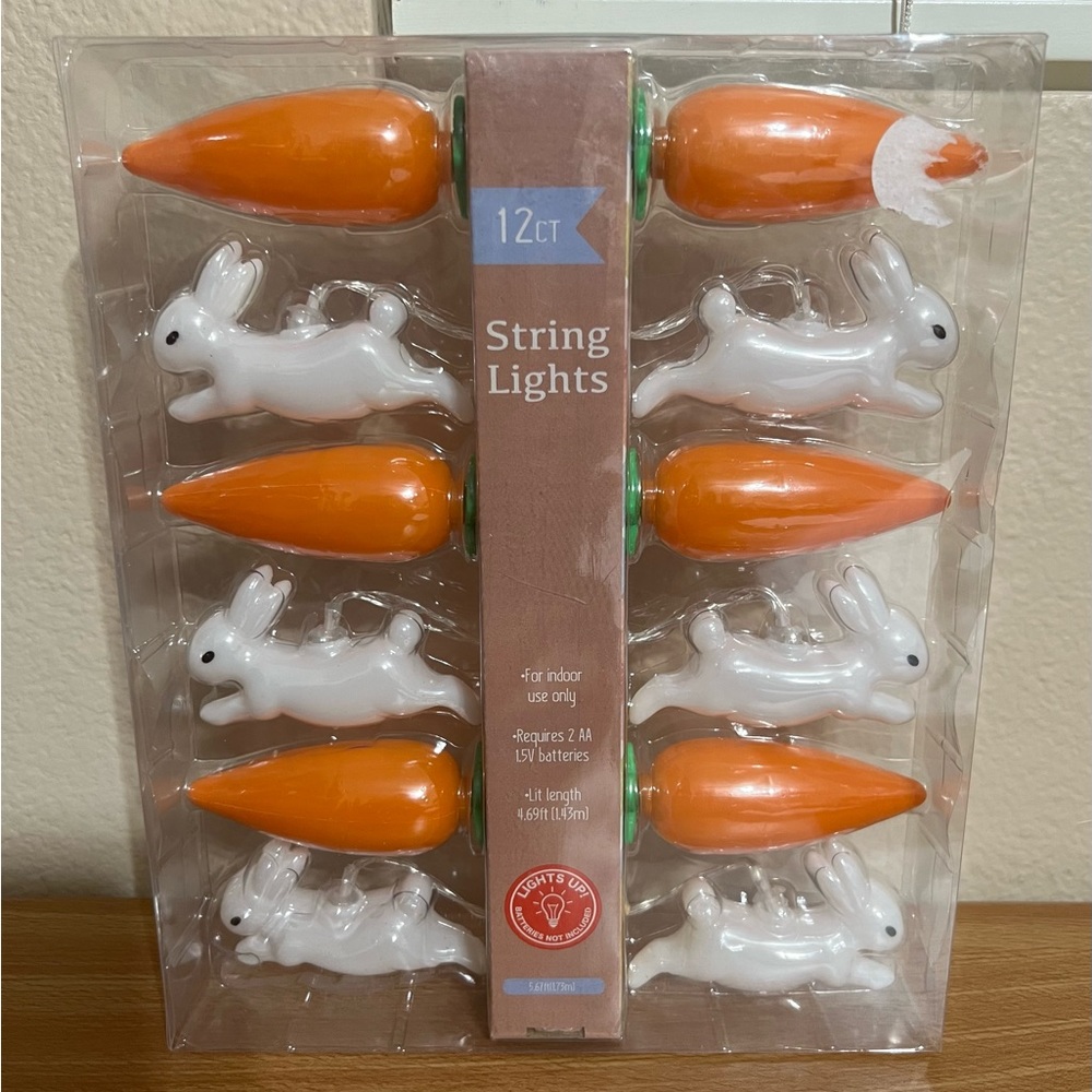 Easter Bunny and Carrot String Lights